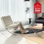 Mies Barcelona Pavilion Chair – Premium Cream Italian Leather | Iconic Design