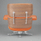 Eames Mid-Century Modern Chair and Ottoman Set in Camel Brown Leather with Walnut Finish