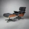 Charles Eames Iconic Lounge Chair & Ottoman – Rosewood Frame, Black Leather & Black Base