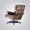 Classic Eames Lounge Chair & Ottoman – Chocolate Brown Leather, Walnut Wood & Black Base - Image 2