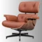 Classic Eames Lounge Chair & Ottoman – Tan Brown Leather, Walnut Wood & Black Base - Image 4