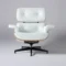 Classic Eames Lounge Chair & Ottoman – White Leather, Walnut Wood & Black Base - Image 2